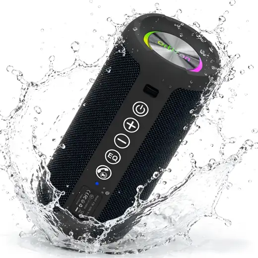 24W IPX7 Waterproof Bluetooth Speaker with Beat-Synced LED Lights for Pool Parties