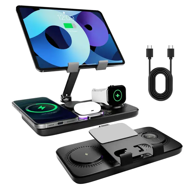 7-in-1 Wireless Charging Station, 15W Fast Charging for iPhone, Watch & Earbuds