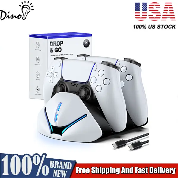 Dual Fast Charging Dock for 2 PS5 DualSense Controllers, Drop & Charge