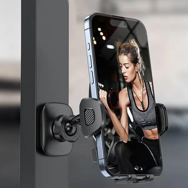 Magnetic Phone Holder for Gym Equipment, 360° Rotating Mount for 4.7-7 Inch Phones