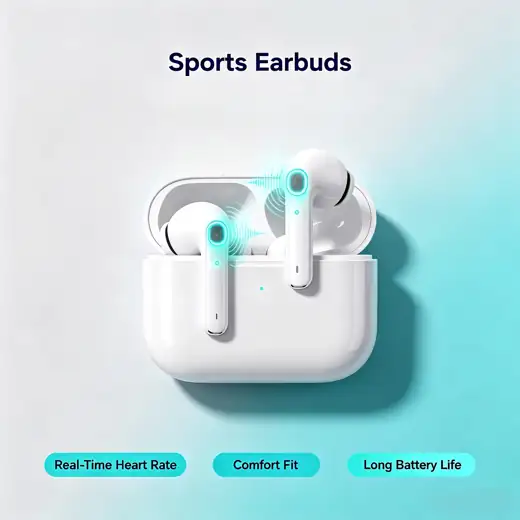 Heart Rate Monitoring True Wireless Earbuds, Active Noise Cancelling with Charging Case