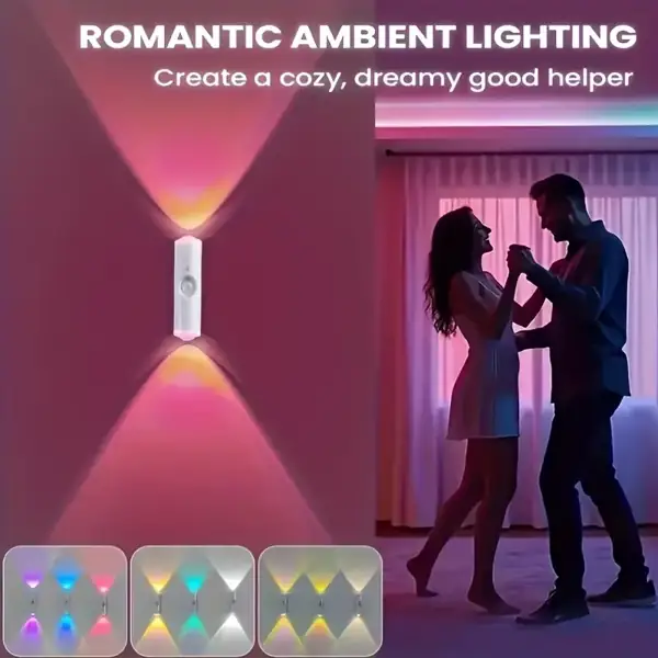 Motion-Sensor Rechargeable Wall Lights, RGB, 2-Pack with Magnetic Mount