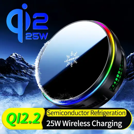 Qi2.2 25W Magnetic Car Charger with Active Cooling Fan for iPhone 16/17