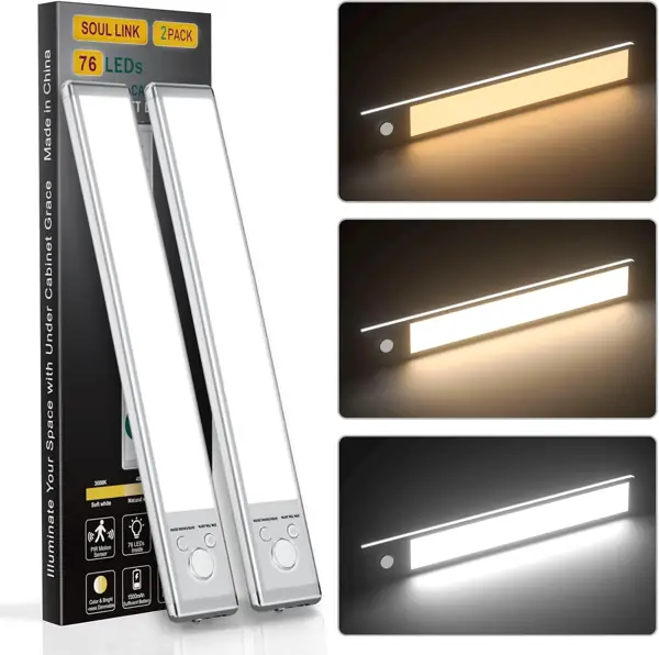 76-LED Under-Cabinet Lights with Motion Sensor & 3 Color Temperatures