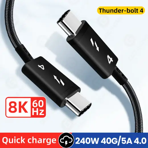 USB4 Thunderbolt 4 Cable, 40Gbps with 240W PD Fast Charging